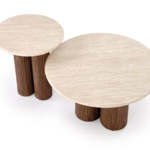 Kahvilapöytä DOROTEA, travertiini / pähkinä