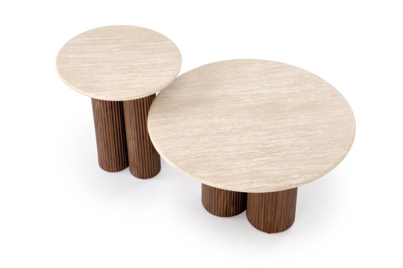 Kahvilapöytä DOROTEA, travertiini / pähkinä