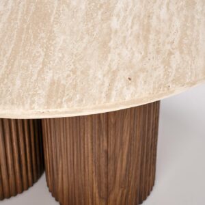 Kahvilapöytä DOROTEA, travertiini / pähkinä