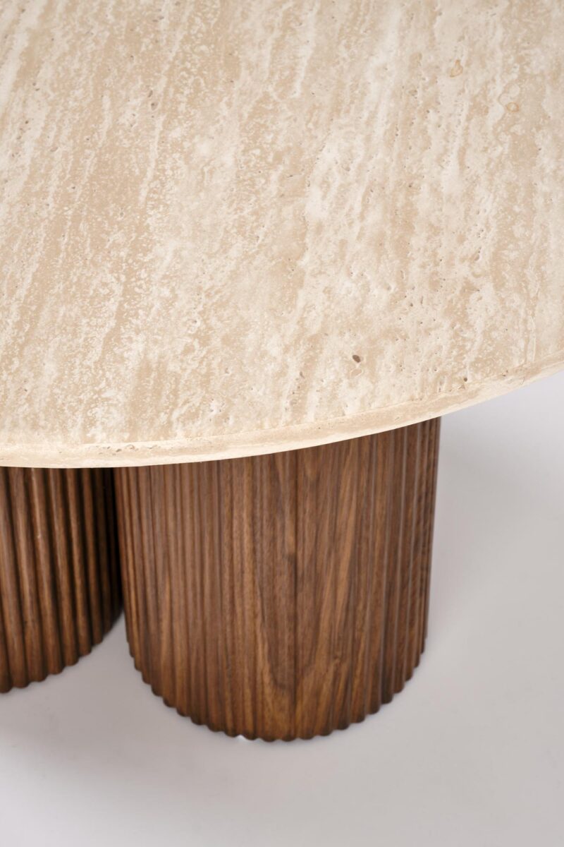 Kahvilapöytä DOROTEA, travertiini / pähkinä