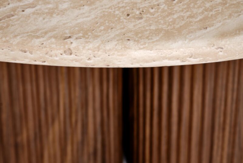 Kahvilapöytä DOROTEA, travertiini / pähkinä