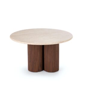 Kahvilapöytä DOROTEA, travertiini / pähkinä