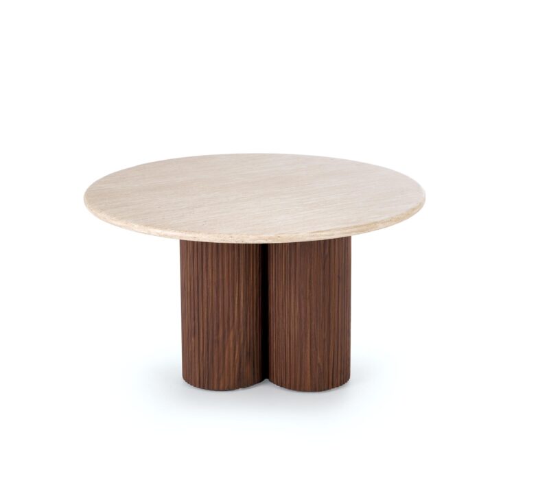 Kahvilapöytä DOROTEA, travertiini / pähkinä