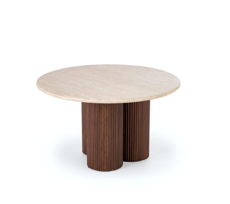 Kahvilapöytä DOROTEA, travertiini / pähkinä