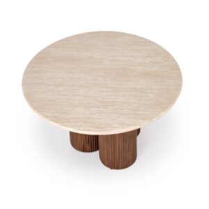 Kahvilapöytä DOROTEA, travertiini / pähkinä