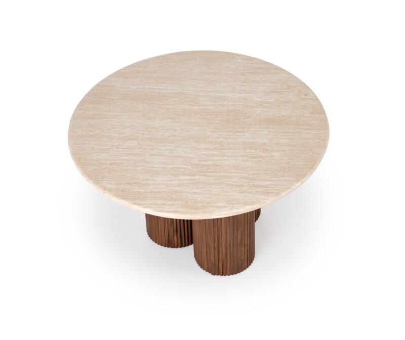 Kahvilapöytä DOROTEA, travertiini / pähkinä