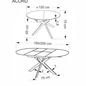 Pidennettävä ruokapöytä LORVEN, luonnollinen / musta