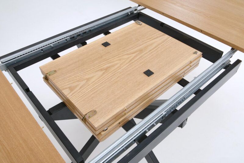 Pidennettävä ruokapöytä LORVEN, luonnollinen / musta