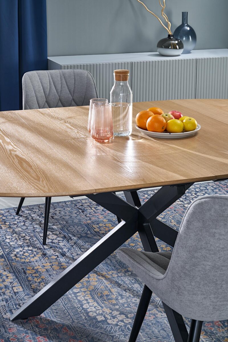 Pidennettävä ruokapöytä LORVEN, luonnollinen / musta