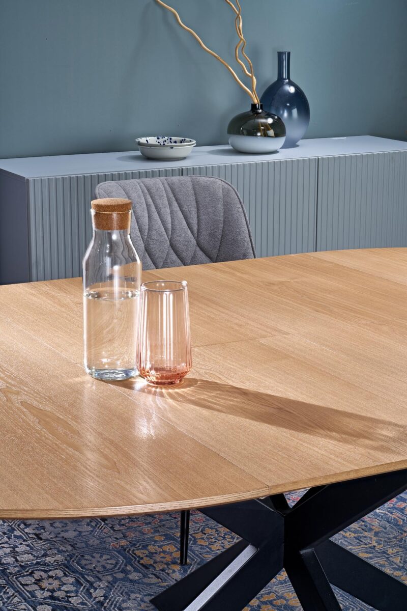 Pidennettävä ruokapöytä LORVEN, luonnollinen / musta