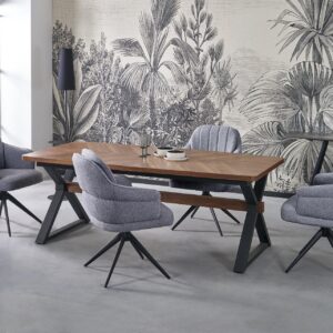 Pidentävä Ruokapöytä ALDORA, pähkinä / musta