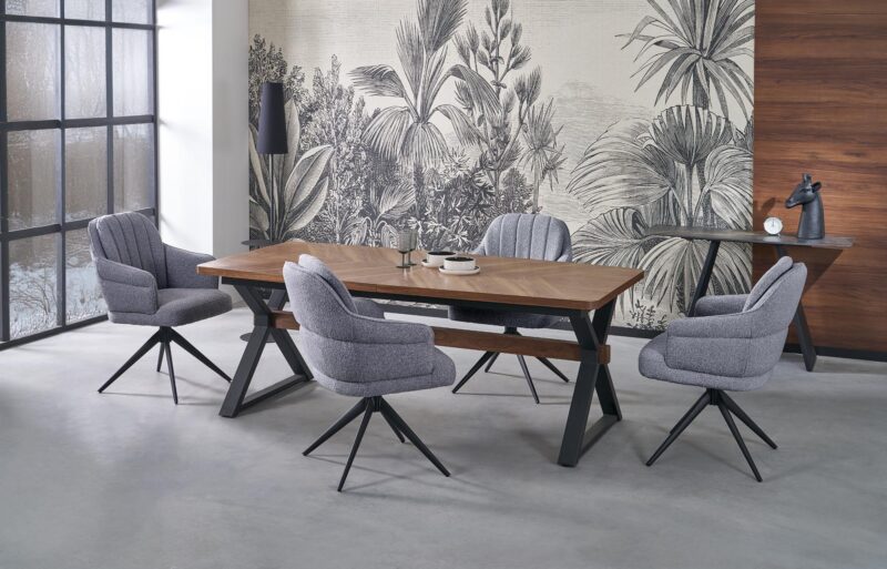 Pidentävä Ruokapöytä ALDORA, pähkinä / musta