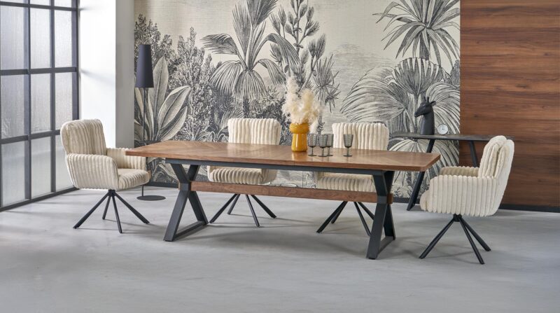 Pidentävä Ruokapöytä ALDORA, pähkinä / musta