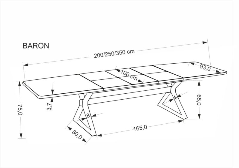 Pidentävä Ruokapöytä ALDORA, pähkinä / musta