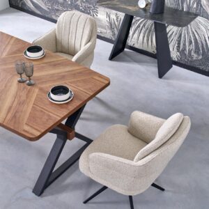 Pidentävä Ruokapöytä ALDORA, pähkinä / musta