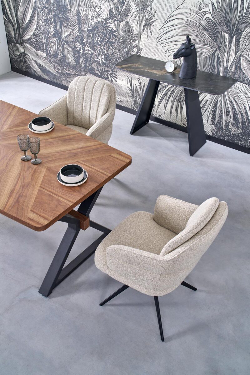 Pidentävä Ruokapöytä ALDORA, pähkinä / musta