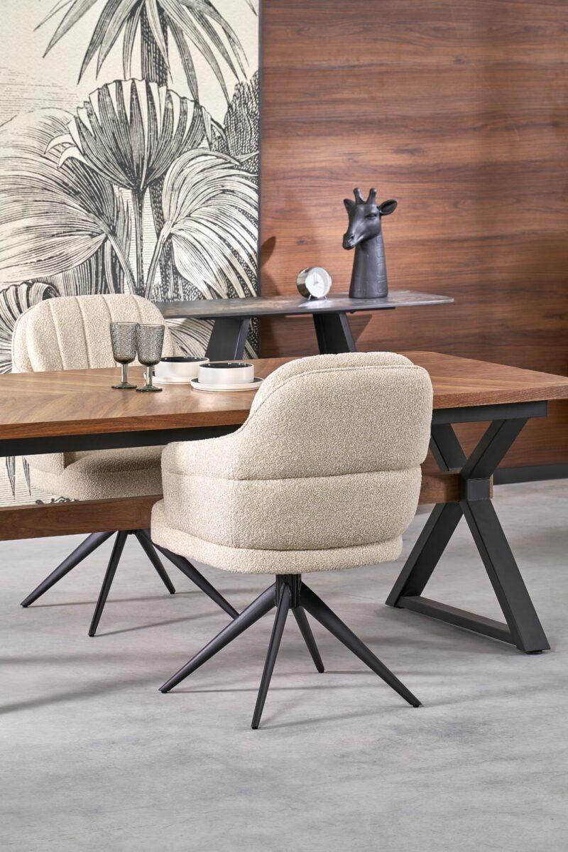 Pidentävä Ruokapöytä ALDORA, pähkinä / musta