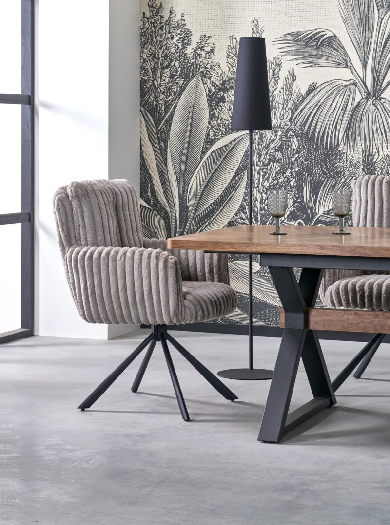 Pidentävä Ruokapöytä ALDORA, pähkinä / musta