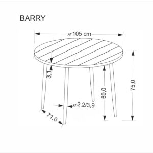 Pyöreä Ruokapöytä ALDORIA, pähkinä / musta