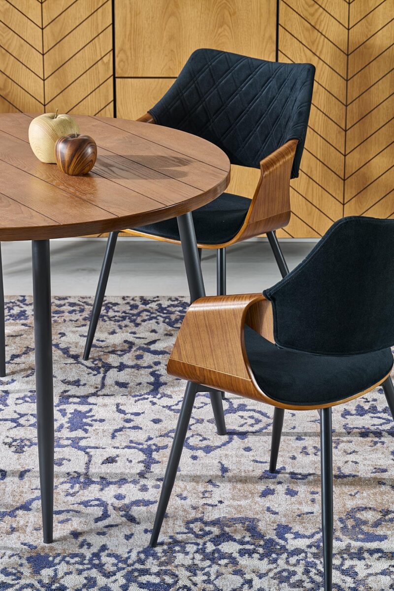 Pyöreä Ruokapöytä ALDORIA, pähkinä / musta