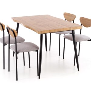 Ruokapöytäsetti DICKY, pöytä + 4 tuolia / luonnollinen / musta / harmaa
