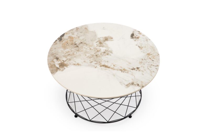 Kahvitabletti ALEONA, beige marmori / musta