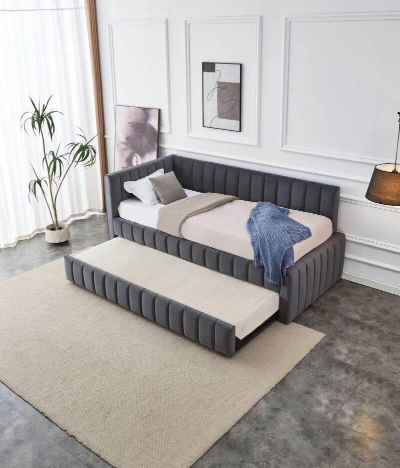 Sänky DERBY, kahden hengen / vetopatin tilalla / harmaa