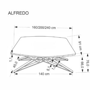 Pidentävä Ruokapöytä ALFERO, valkoinen marmori / musta