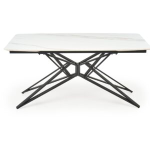Pidentävä Ruokapöytä ALFERO, valkoinen marmori / musta