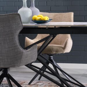 Pidentävä Ruokapöytä ALFERO, valkoinen marmori / musta