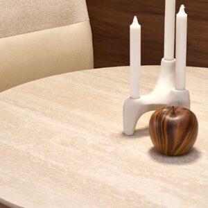 Pyöreä ruokapöytä TOLMAR, travertiini / kashmir