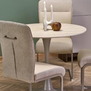 Pyöreä ruokapöytä TOLMAR, travertiini / kashmir