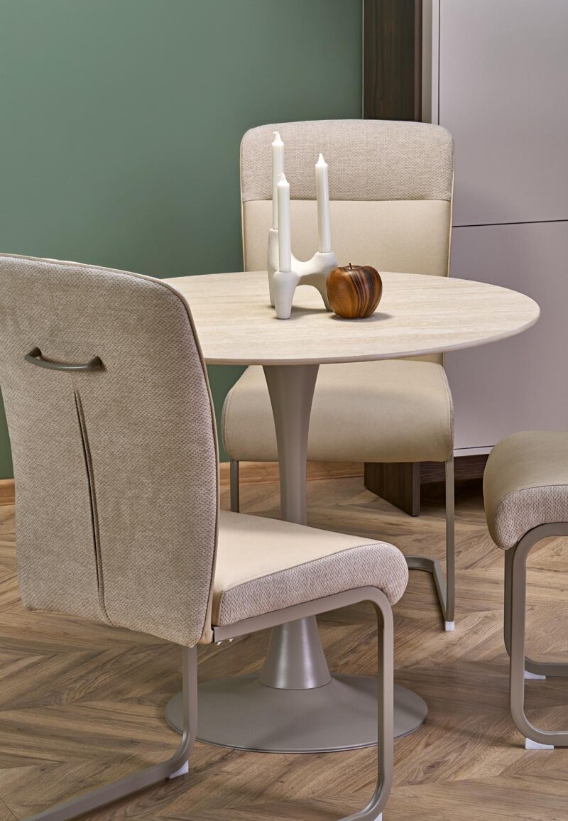 Pyöreä ruokapöytä TOLMAR, travertiini / kashmir