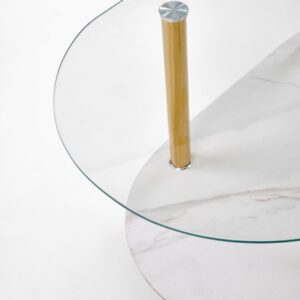 Kahvilatabletti DUCAT, valkoinen marmori / läpinäkyvä / kultainen