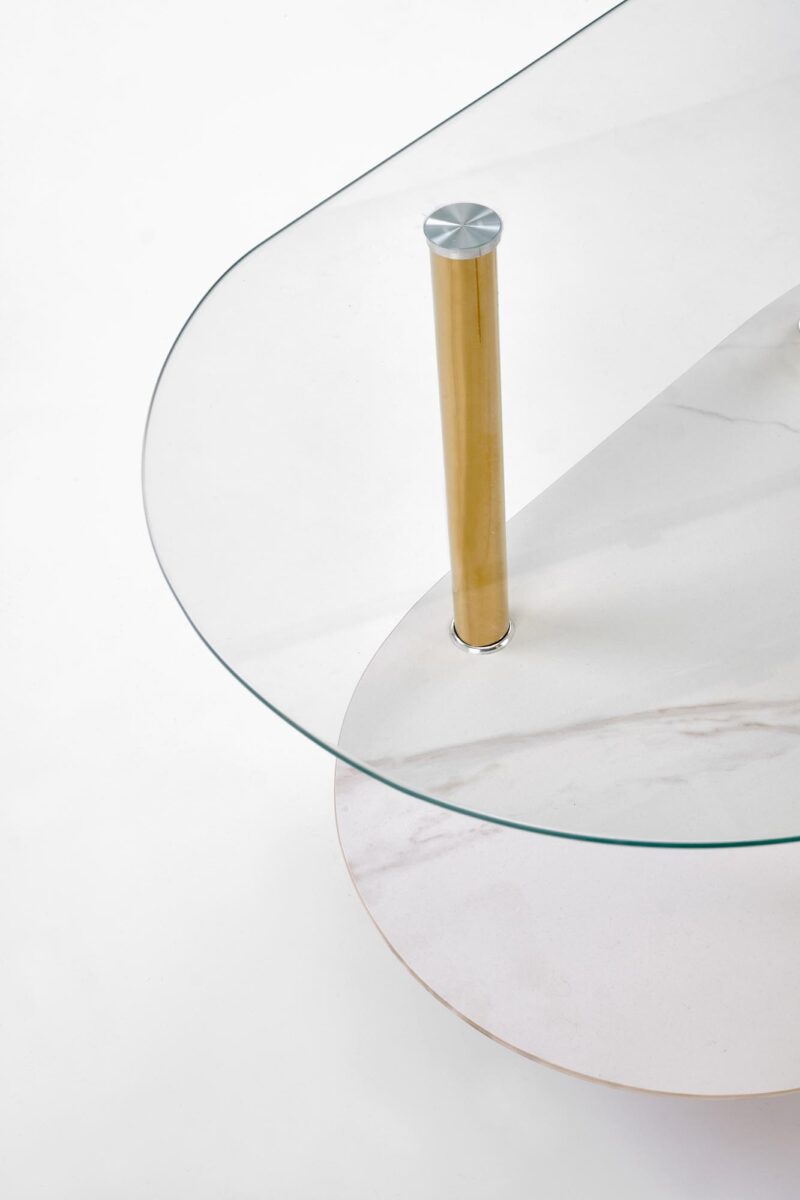 Kahvilatabletti DUCAT, valkoinen marmori / läpinäkyvä / kultainen