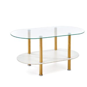 Kahvilatabletti DUCAT, valkoinen marmori / läpinäkyvä / kultainen