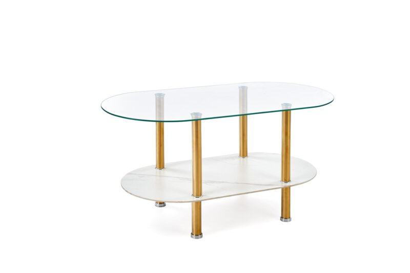 Kahvilatabletti DUCAT, valkoinen marmori / läpinäkyvä / kultainen