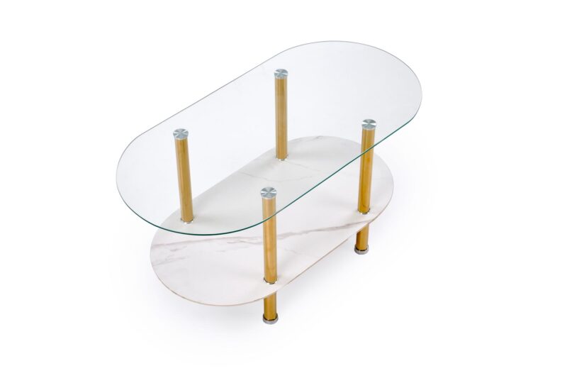 Kahvilatabletti DUCAT, valkoinen marmori / läpinäkyvä / kultainen