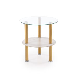 Kahvitalo DUCAT S, valkoinen marmori / läpinäkyvä / kultainen