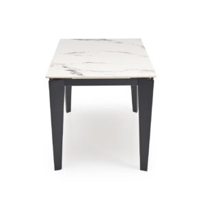 Pituutettav ruokapöytä FELIKS, valkoinen marmor / musta