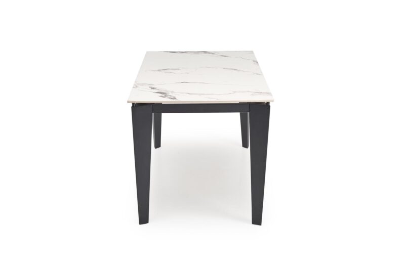 Pituutettav ruokapöytä FELIKS, valkoinen marmor / musta