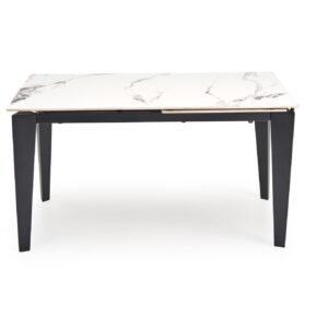 Pituutettav ruokapöytä FELIKS, valkoinen marmor / musta