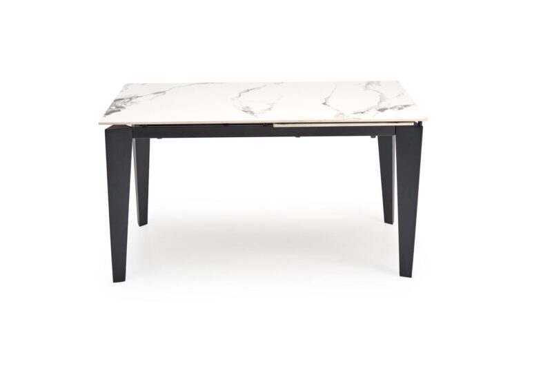 Pituutettav ruokapöytä FELIKS, valkoinen marmor / musta