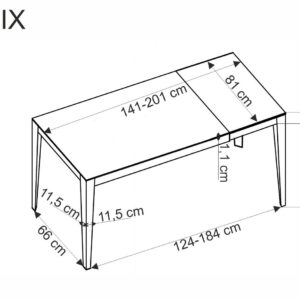 Pituutettav ruokapöytä FELIKS, valkoinen marmor / musta