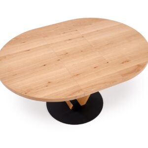Laajennettava ruokapöytä FANIS, pyöreä / luonnollinen / musta