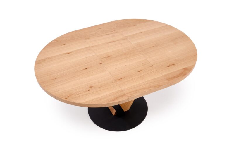 Laajennettava ruokapöytä FANIS, pyöreä / luonnollinen / musta