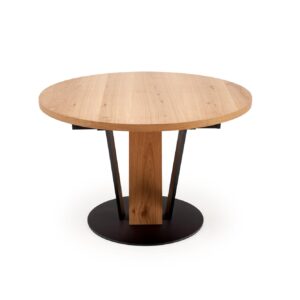 Laajennettava ruokapöytä FANIS, pyöreä / luonnollinen / musta