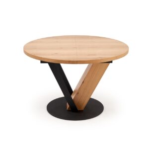 Laajennettava ruokapöytä FANIS, pyöreä / luonnollinen / musta