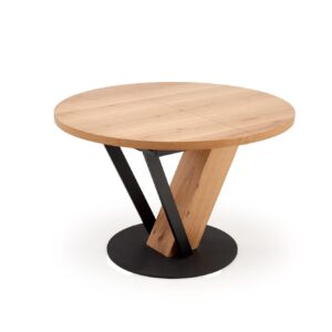 Laajennettava ruokapöytä FANIS, pyöreä / luonnollinen / musta