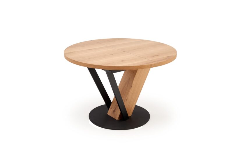 Laajennettava ruokapöytä FANIS, pyöreä / luonnollinen / musta